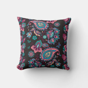 Cojín Decorativo Rayo Paisley: negro decorativo sin foco