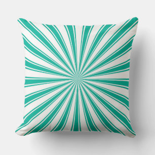 Cojín Decorativo Rayos Retro Turquesa y Blanco Funky
