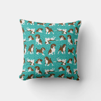Cojín Decorativo Raza de perro de Beagle - turquesa