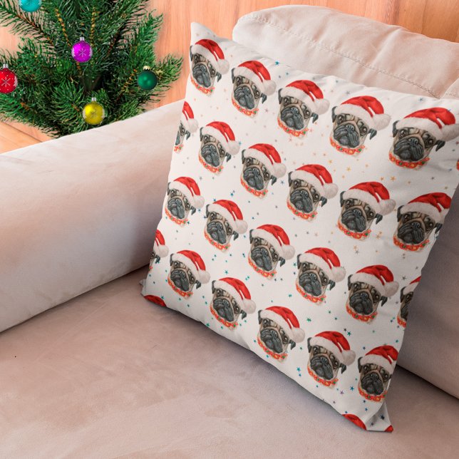 Cojín Decorativo Raza de perro Pug estrellas de Navidad (Subido por el creador)