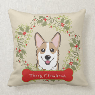Cojín Decorativo Raza del perro de las Felices Navidad