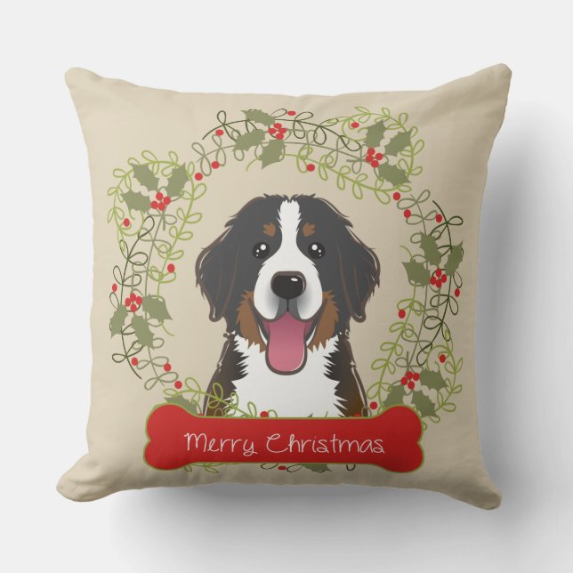 Cojín Decorativo Raza del perro de las Felices Navidad (Anverso)