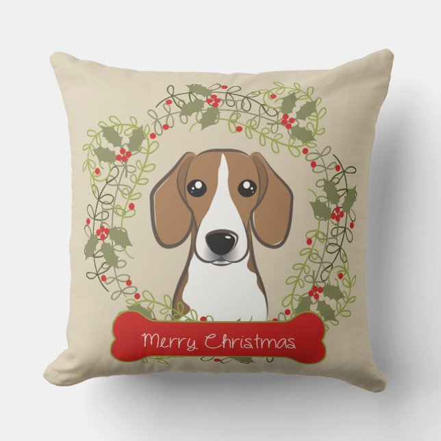 Cojín Decorativo Raza del perro de las Felices Navidad (Anverso)