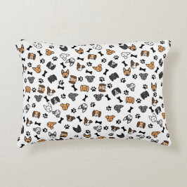 Cojín Decorativo Razas divertidas de perro con huesos y pinturas