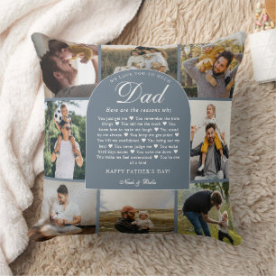 Cojín Decorativo Razones Azules por las que Te Amamos Papá Collage
