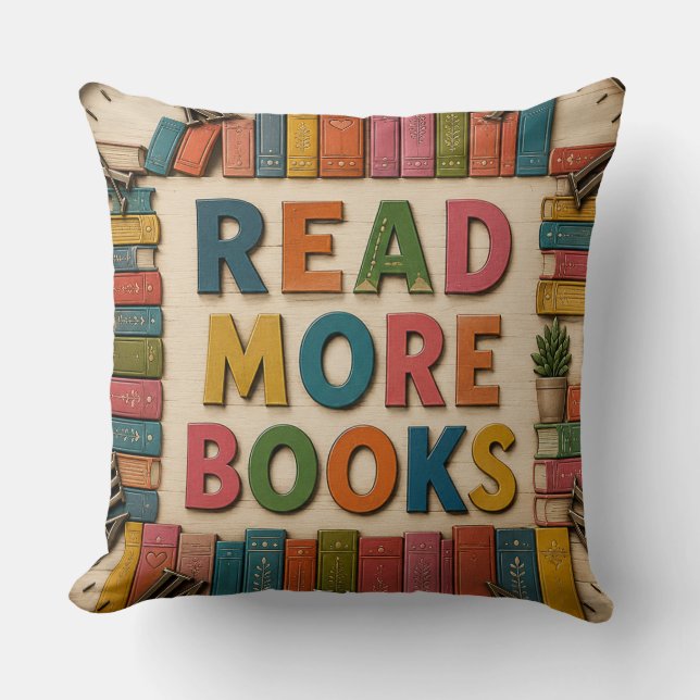 Cojín Decorativo Read More Books Reading Classroom  (Anverso)