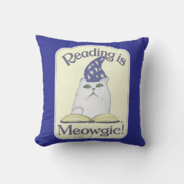 Cojín Decorativo  Reading is Magical Cat Fun Cartoon Art