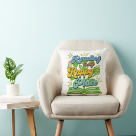 Cojín Decorativo Reading is My Happy Place Colorful Throw Pillow
