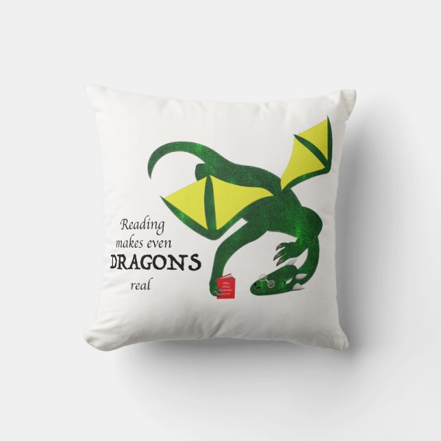 Cojín Decorativo Reading makes Dragons real (Anverso)