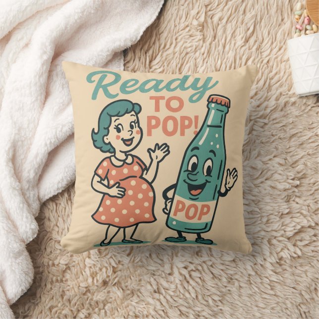 Cojín Decorativo Ready to Pop Retro 1950s Maternity Baby Shower  (Manta)