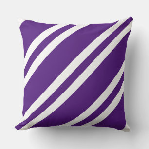 Cojín decorativo real de rayas moradas y blancas
