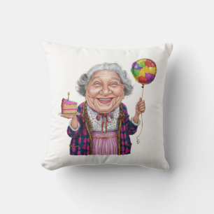 Cojín Decorativo Rebanada de pastel de cumpleaños de Nana humorísti