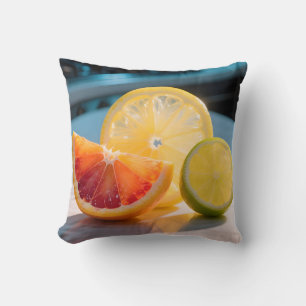 Cojín Decorativo Rebanadas de cítricos vibrantes Pomelo Limón Lima
