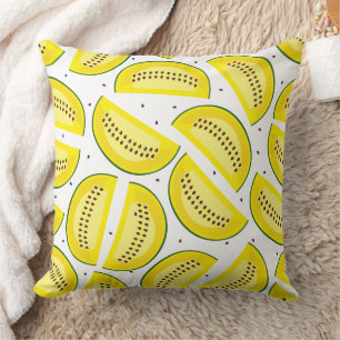 Cojín Decorativo Rebanadas de Melón Amarillo Fresco Patrón