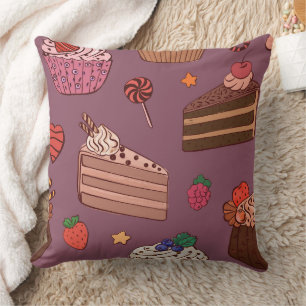 Cojín Decorativo Rebanadas de pastel decadente y patrón de panaderí
