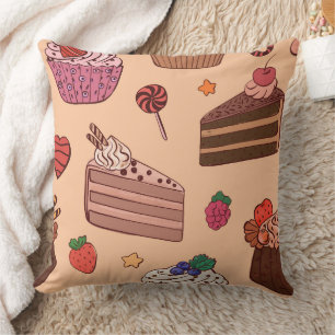 Cojín Decorativo Rebanadas de pastel decadente y patrón de panaderí