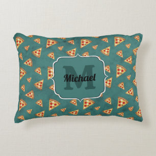 Cojín Decorativo Rebanadas de pizza geniales patrón vintage azul te