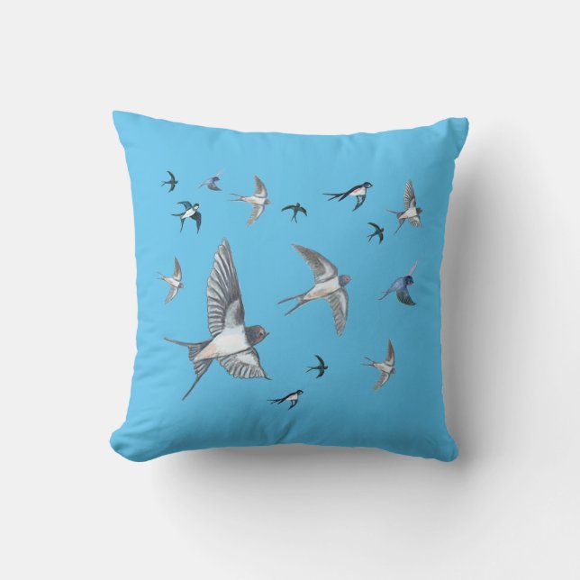 Cojín Decorativo Rebaño de aves tragaperras que vuelan (Anverso)
