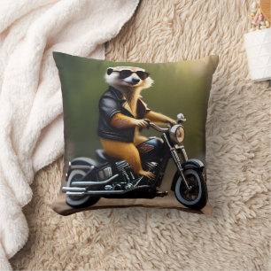 Cojín Decorativo Rebel Meerkat: Pañuelos, gafas de sol y moto