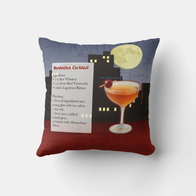 Cojín Decorativo Receta de cóctel Manhattan (Reverso)
