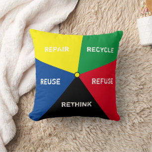 Cojín Decorativo Recicla, Reutiliza, Rechaza, Repensa - Salva el Pl