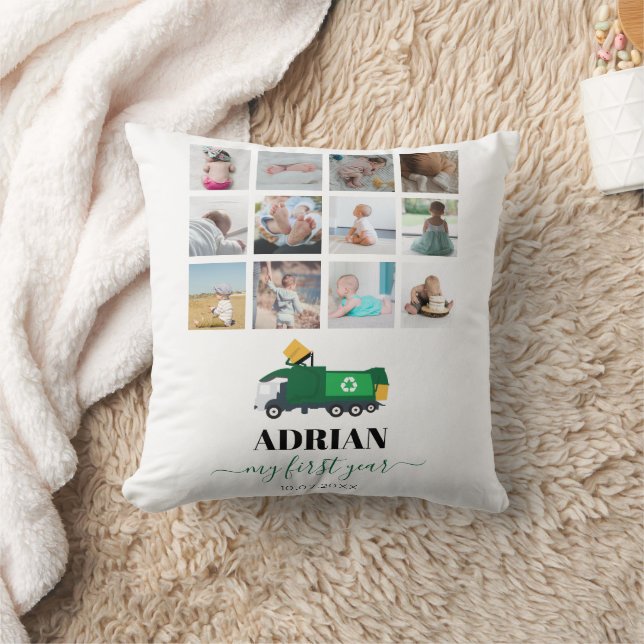 Cojín Decorativo Reciclando Camión Bebé Fotos del primer año (Manta)