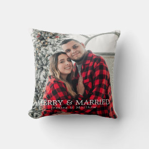 Cojín Decorativo Recién Casados Modernos Foto Cuadro de Plaid Rojo