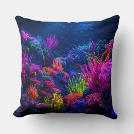 Cojín Decorativo Récif corallien néon bioluminescent 🌟