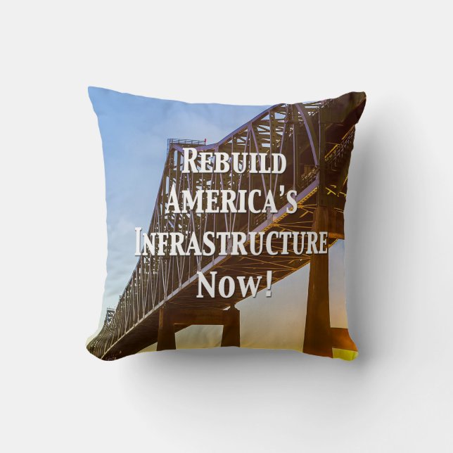 Cojín Decorativo ¡Reconstruyan la infraestructura de Estados Unidos (Anverso)