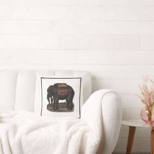 Cojín Decorativo Recorte de tarjeta retro para elefante de circo vi