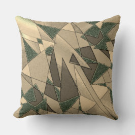 Cojín Decorativo Recorte triangular beige sobre el "fondo verde osc