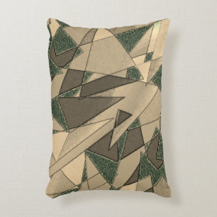 Cojín Decorativo Recorte triangular beige sobre el "fondo verde osc