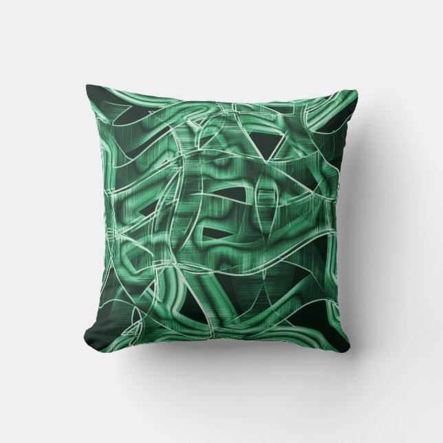 Cojín Decorativo Recortes de acrílico verdes cruzados y superpuesto (Anverso)