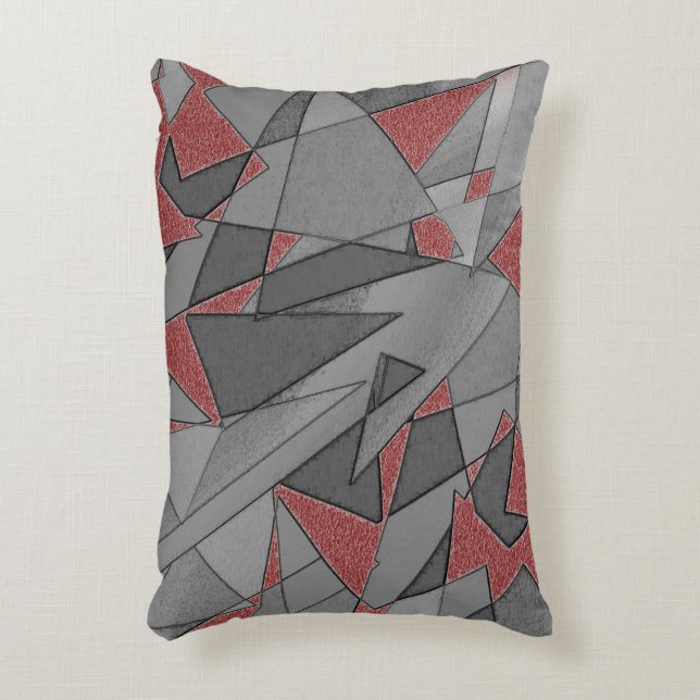 Cojín Decorativo Recortes triangulares en bruto, sobre fondo rojo (Frente (Vertical))