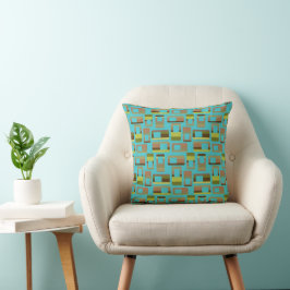 Cojín Decorativo Rectángulos a rayas turquesas