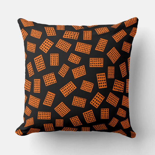 Cojín Decorativo Rectángulos abstractos 081122 - Naranja en negro (Anverso)