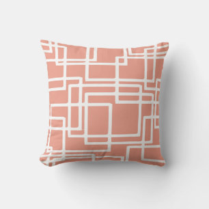 Cojín Decorativo Rectángulos blancos modernos retros en coral