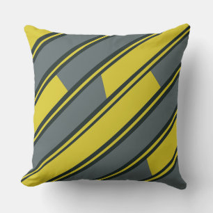 Cojín Decorativo Rectángulos diagonales en amarillo y gris oscuro