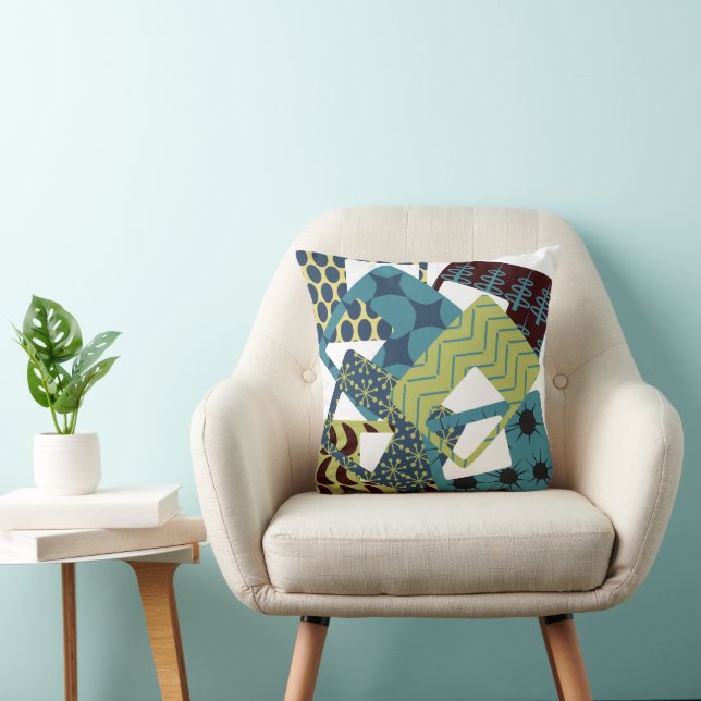 Cojín Decorativo Rectángulos modernos redondeados de mediados del s (Silla)