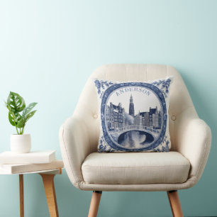 Cojín Decorativo Recuerdo azul personalizado Delft Amsterdam