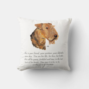 Cojín Decorativo Recuerdo de Airedale, Welsh, Lakeland Terrier