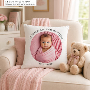 Cojín Decorativo Recuerdo de Bautizo para Niña con Foto Especial