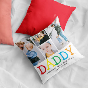Cojín Decorativo Recuerdo de Collar de Fotos Personalizadas 'Papi'