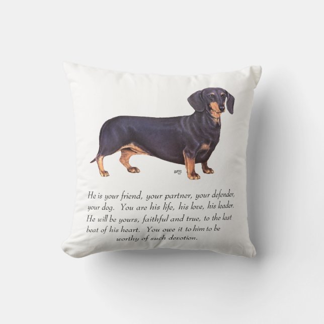 Cojín Decorativo Recuerdo de Dachshund - Macho (Anverso)