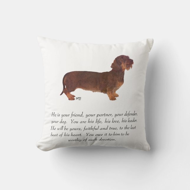 Cojín Decorativo Recuerdo de Dachshund - Macho (Anverso)
