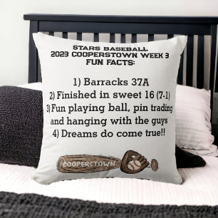 Cojín Decorativo Recuerdo de Datos Divertidos de Béisbol de Coopers