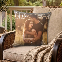 Cojín Decorativo Recuerdo de Foto de Pareja Fecha de Establecimient