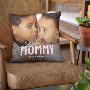 Cojín Decorativo Recuerdo de foto personalizada de mamá con los nom