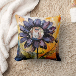 Cojín Decorativo Recuerdo de foto personalizada y flor de margarita