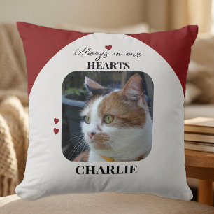 Cojín Decorativo Recuerdo de gato mascota 2 fotos corazones de amor